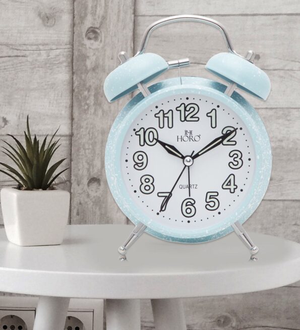 Blue Analog Alarm Table Clock