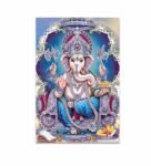 Lord Ganesha Blue Canvas Teakwood And MDF Framed Spiritual Art Print