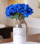 Blue Plastic Rose Bouquet Artificial Flowers