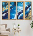 Atlas Multicolour Canvas Framed Abstract Art Panel Set of 4