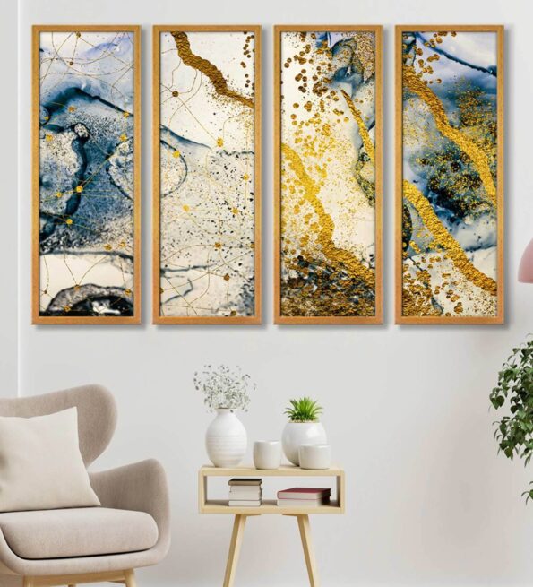 Flow Multicolour Canvas Framed Abstract Art Panel Set of 4