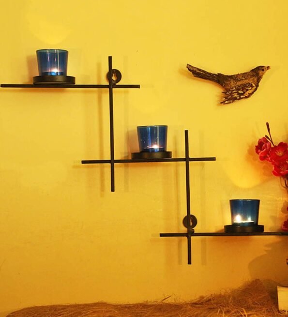 Black Metal Biped Wall Candle Holder