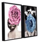 The Pictorial Vol Blue Canvas Framed Floral Art Print Set of 2