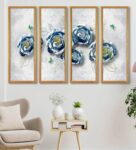 Leave Multicolour Canvas Framed Landscape Art Panel Set of 4