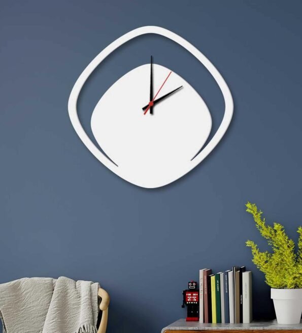 White MDF Boomerang Modern Wall Clock