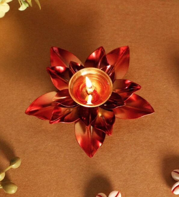 Brass Copper Lotus Flower Petals Kamal Shape Set of 4 Metal Diya