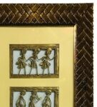 Yellow Brass & Wood Tris Wood Framed Human Figurine Wall Hanging