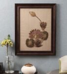 Brown Beads On Raw Silk 15.3 X 1 X 19.3 Inch Lotus Framed Wall Art