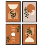 Putney Theatre Brown Paper Framed Abstract Art Print Set of 4