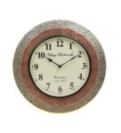 Brass Brown Round Analog Wall Clock