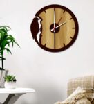 Brown Engineered Wood Analog Wall Clock