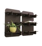 Brown Engineered Wood Rectangular Set of 2 Modular Wall Shelf