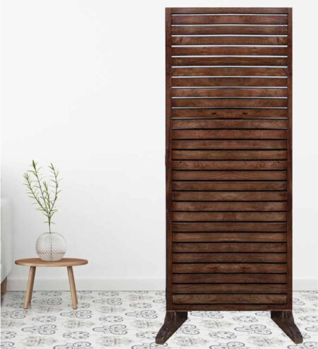 Brown Floral Athens Handcarved Wooden Room Divider Single Panel With Stand