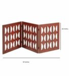 Brown Floral Handcarved Wooden Room Divider Three Panels