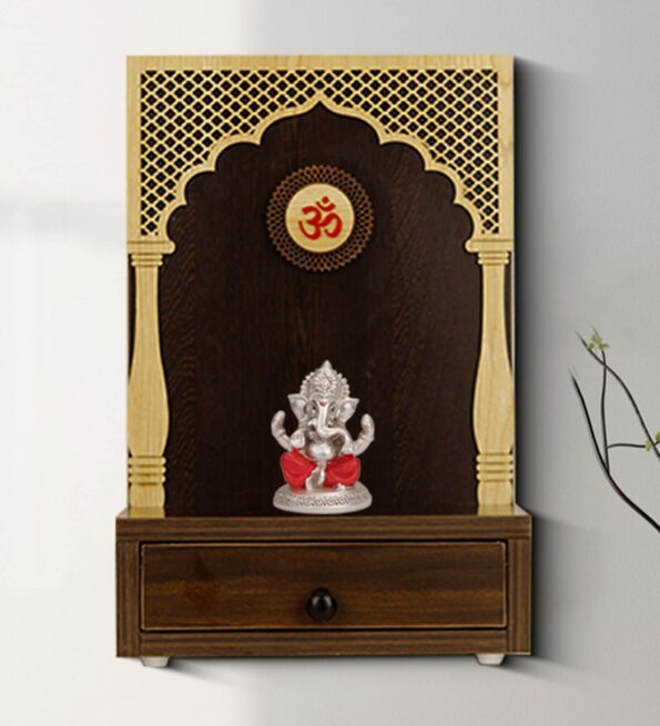 Brown  MDF Hand Crafted Pillar Traditional Home Mandir