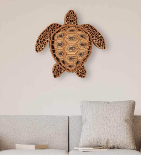 Brown Mesmerizing turtle Wooden Wall Art