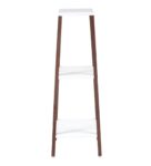 Brown Pine Wood White Base With Dark Legs Three Tier Planter Stand