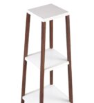 Brown Pine Wood White Base With Dark Legs Three Tier Planter Stand