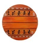 Brown Round Warli Arthandmade Wooden Wall Art