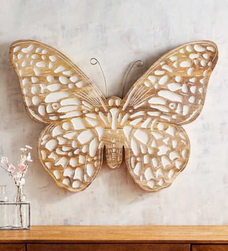 Brown Mango Wood Butterfly Wall Art