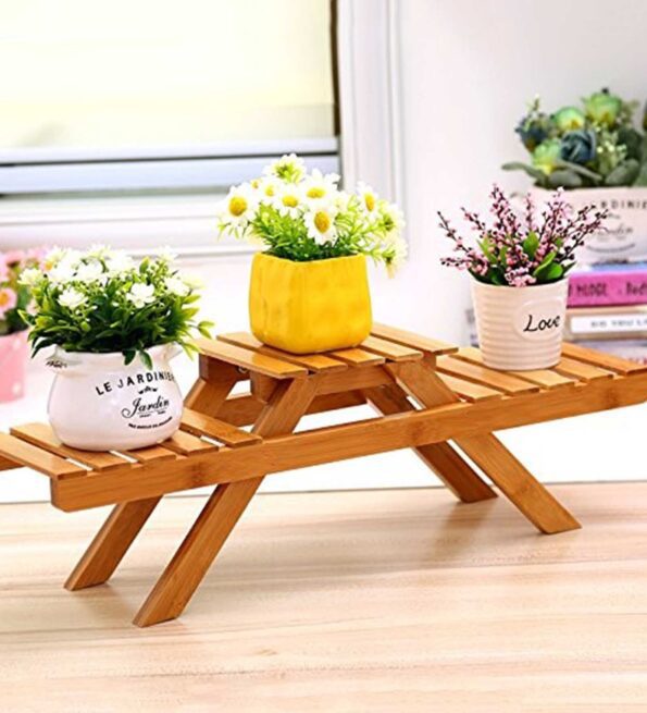 Brown Wood Patio Planter Stand