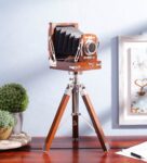 Brown Wood Vintage Camera Pop Culture Curio