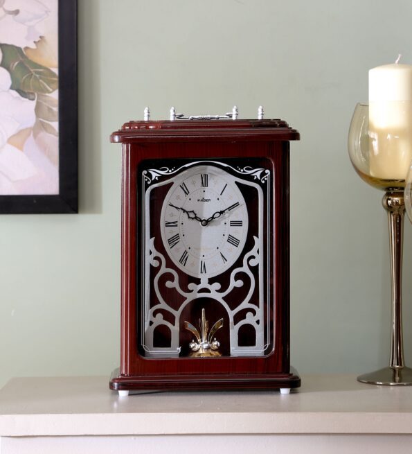 Brown Wooden Abstract Shape Table Clock