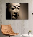 Buddha Brown Wood Framed Spiritual Art Panels Set of 4