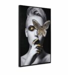 Canvas Butterfly On Lady Eye Painting Black & Gold