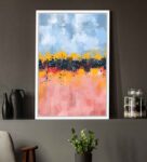 Martialistes Blue Canvas Framed Abstract Art Print