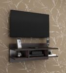 Cash Engineered Wood Wall Mounted Tv Shelf In Dark Walnut Finish