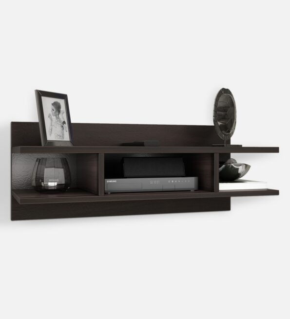 Cash Engineered Wood Wall Mounted Tv Shelf In Dark Walnut Finish