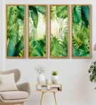 Artistic Multicolour Canvas Framed Landscape Art Panel Set of 4