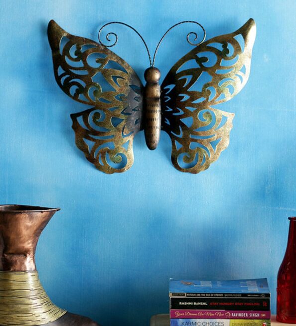 Wrought Iron Butterfly Metal Wall Art In Copper