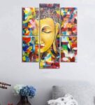 Multicolour Cotton Canvas Framed Spiritual Art Panel Set of 5