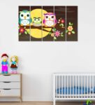 Mdf Cute Owl Wall Panel In Multicolor