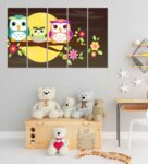 Mdf Cute Owl Wall Panel In Multicolor