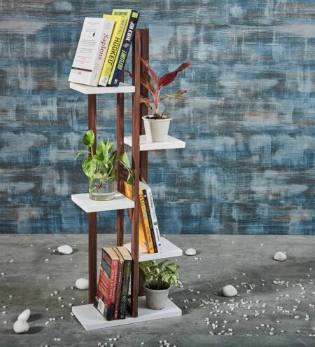 Dark Stand With White Planks Five Tier Planter Stand