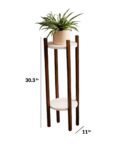 Dark Wooden Finish Round Double Decker Planter Stand