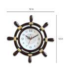 Brown Plastic Round Ship Steering Modern Wall Clock