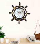 Brown Plastic Round Ship Steering Modern Wall Clock