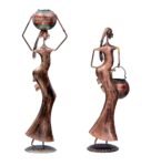 Decorative Lady (Set of 2) Iron Human Figurine With Inbuilt Tealight Holder