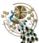 Green Metal Designer Peacock Traditional Wall Clock