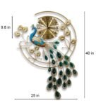 Green Metal Designer Peacock Traditional Wall Clock