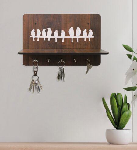 Engineered Wood Alpana Floating In Brown Colour Key Holder