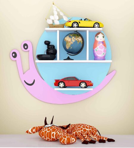 Snail Shaped In Blue And Mauve Colour Wall Shelf