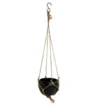 Black Goblet’ Metal Hand-Painted Hanging Planter Pot With Jute