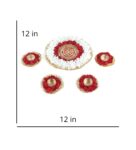 Fabric Red Floral Mat Rangoli