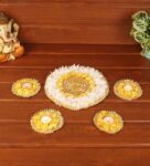 Fabric Yellow Floral Mat Rangoli