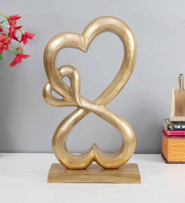 Family Heart Gold Raw Finish Large Sculpture